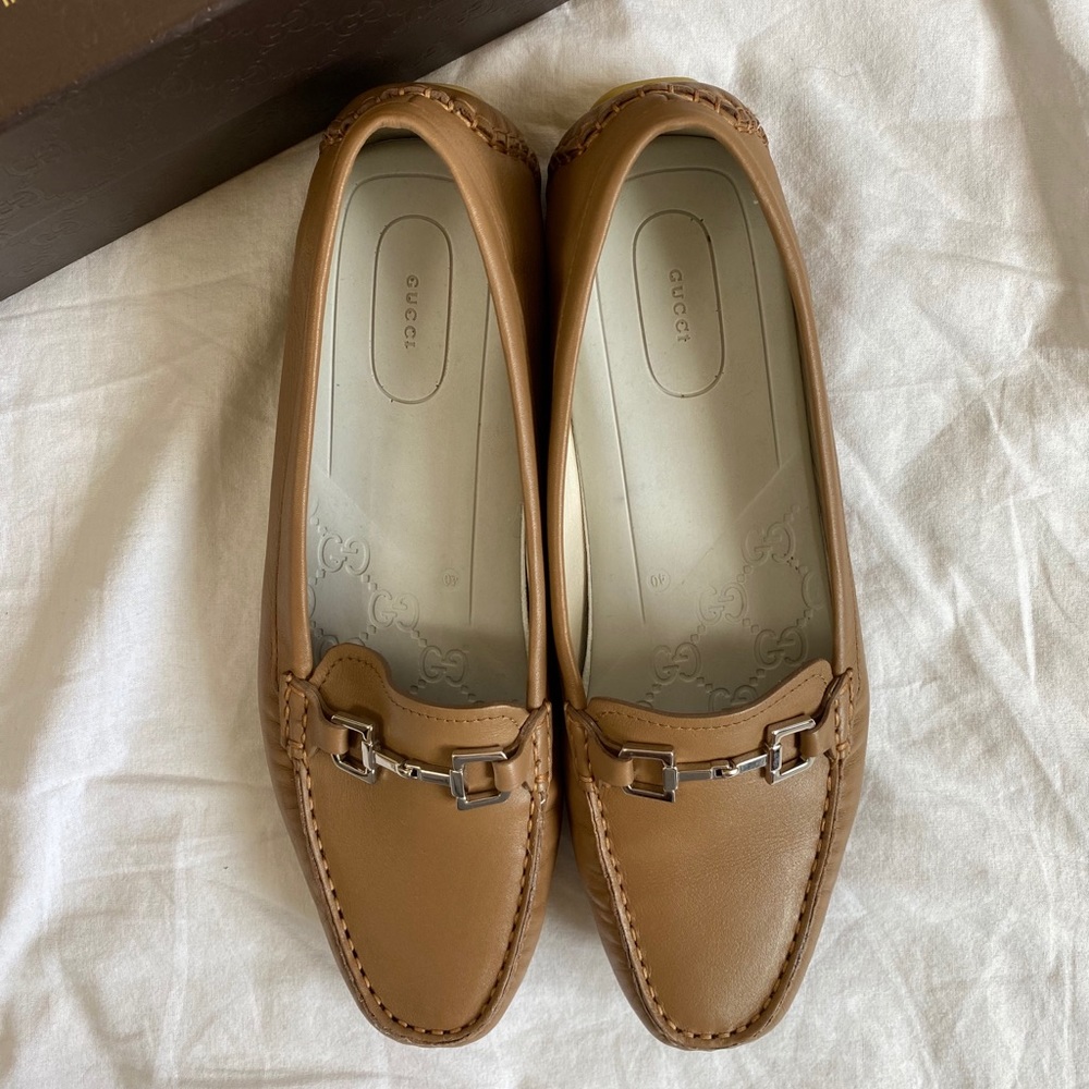 Gucci Tan Leather Horsebit Loafers for Women - Picture 3 of 13